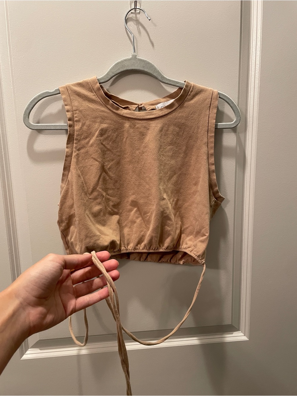 Gilli Tan Sleeveless wrap tie Crop Top